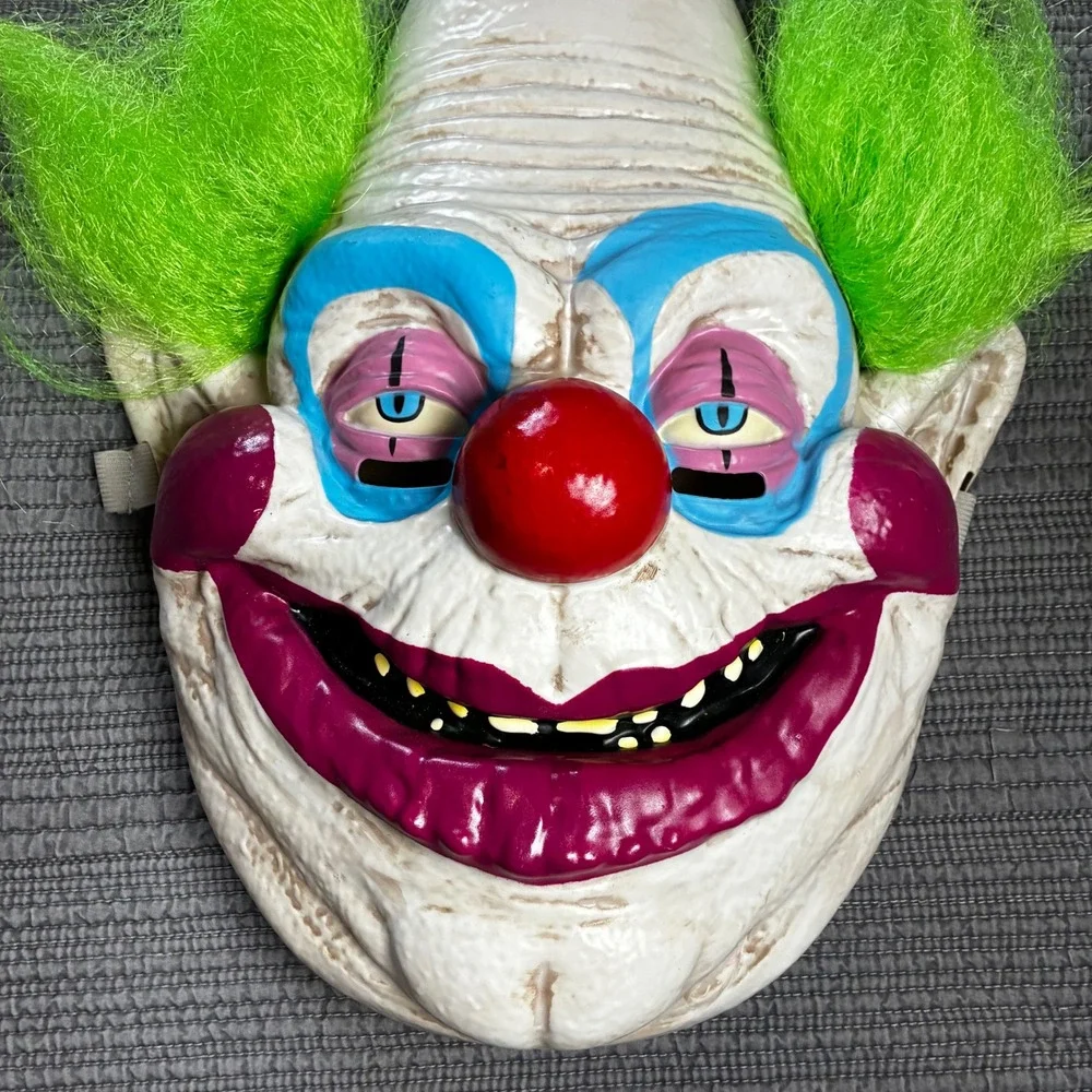 Scary Evil Clown Mask Halloween‎ Horror Costume Neon Green Hair Creepy Killer
